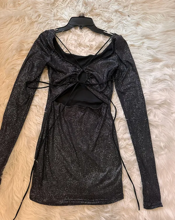 Black Glitter Dress - Image 2