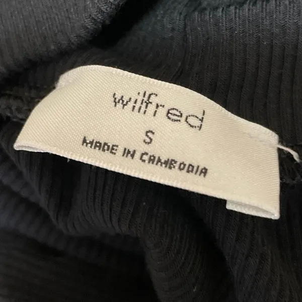Aritzia Wilfred Women's Black Turtleneck Ribbed Knit Long Sleeve Sweater Top S - Image 4