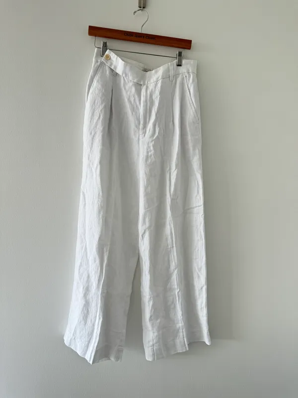 Madewell NWT White Harlow Wideleg Linen Pants 8 - Image 5