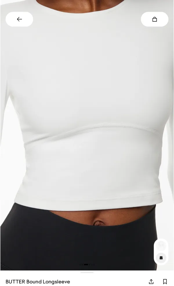 Cropped Butter Long Aritzia Crewneck Sleeve Shirt - Image 2