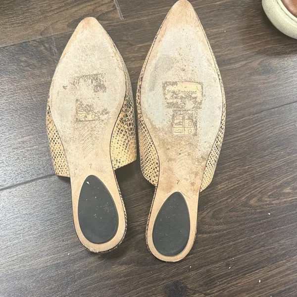 PAIGE Alia Snake-Embossed Leather‎ Mules - Size 7 - Image 2