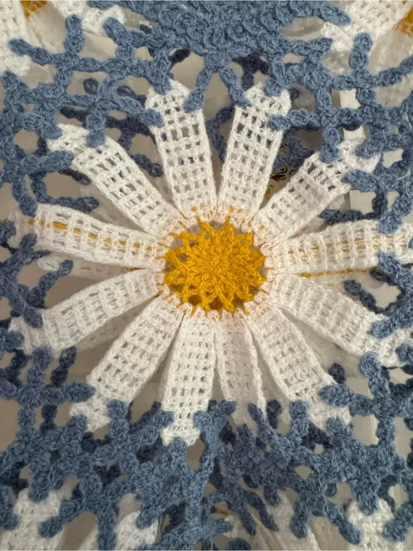NWT Rebellion Daisy Crochet Tank Top Blue White Floral Boho Festival Y2K Size S - Image 8