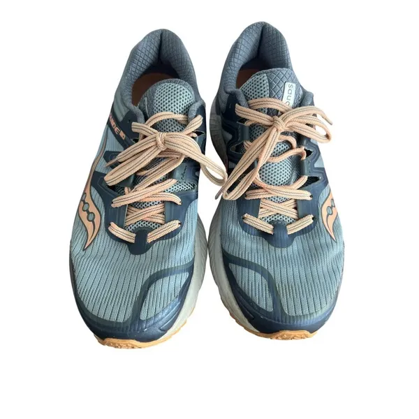Saucony Womens Guide ISO Everun Running Tennis Shoes Gray Peach Blue Size 8.5 - Image 2