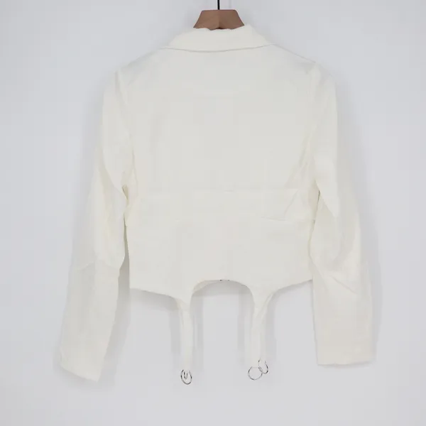Naked Wardrobe The Statement Ivory Cropped Garter Blazer Small Womens - Image 6
