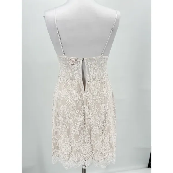 Victoria’s Secret Slip Dress Small Lace Ivory Sheer Chemise Coquette Whimsical - Image 6