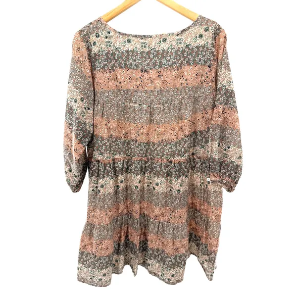 Natural‎ Life Womens Floral Tiered Tunic Mini Dress Cotton Boho Tassel L Prairie - Image 4