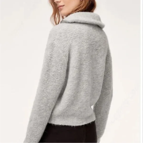 Aritzia Wilfred‎ Gwyneth Alpaca Wool Crop Quarter Zip Sweater O Ring Size XXS - Image 4