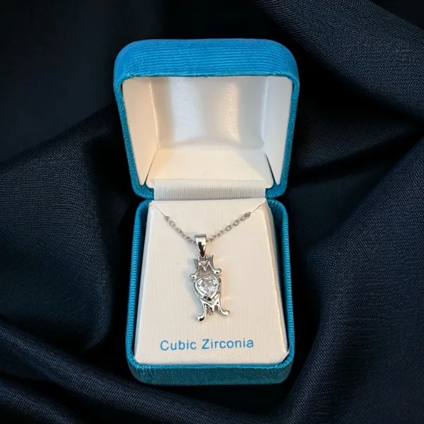 Vintage silver tone cubic zirconia Mom pendant necklace - Image 2