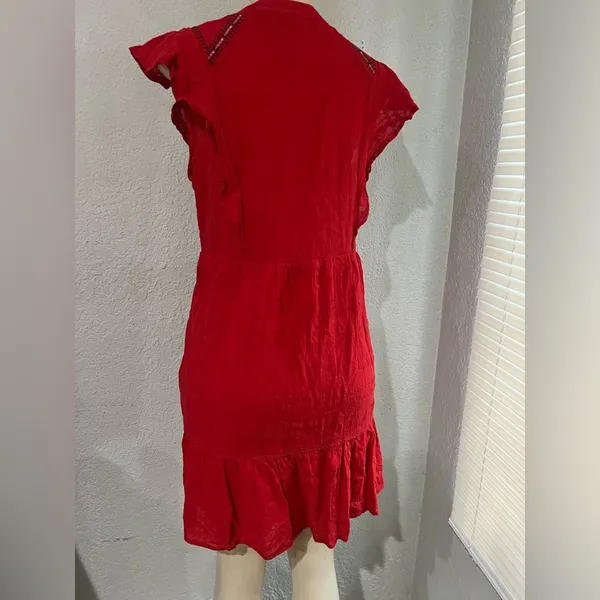Knox Rose Women's Boho Short Sleeve V Neck Tiered Embroidered Dress Size L - Image 7