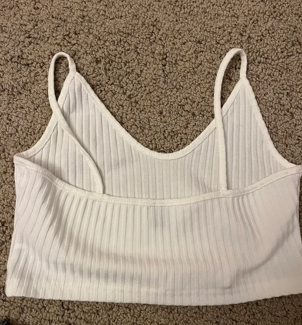 Cropped ribbed tank top White Size M - Image 2