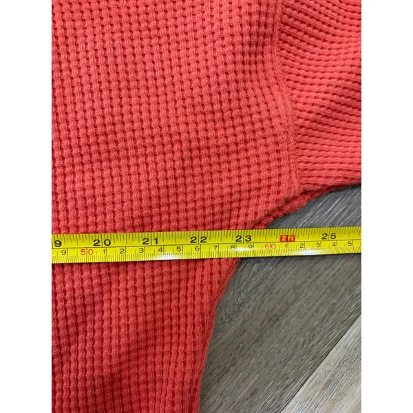 Carhartt Womens Large Relaxed Fit Waffle Knit Hoodie Orange Pullover Thermal - Image 4