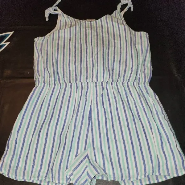 Vineyard Vines Womens Hope Bay‎ Striped Button Front Short Romper Large - Image 2