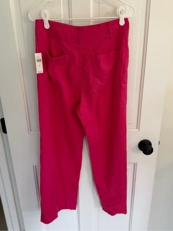 NWT Anthropologie Maeve Colette Pink Wide Leg Crop Pants Size 28 - Image 3