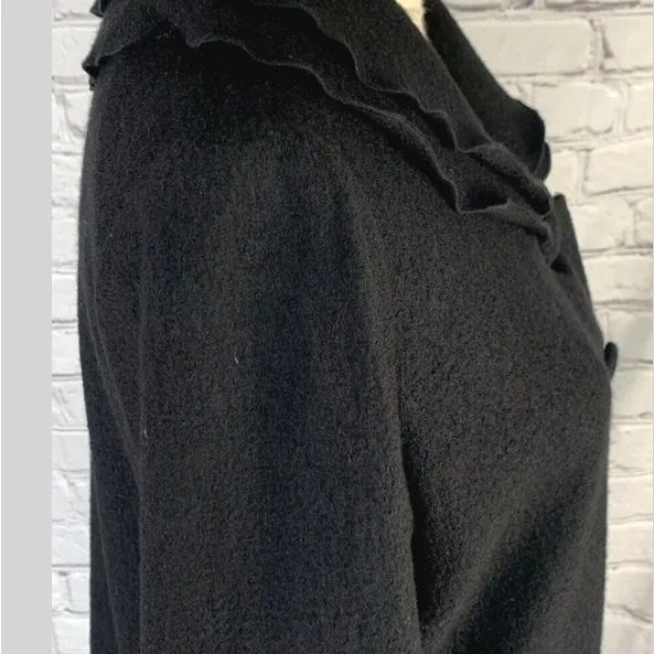 Pendleton Black Wool Jacket Women’s Button Front Ruffle Collar Classic Size Med - Image 9