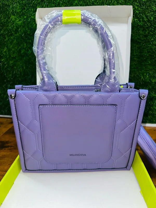 MILANCHIVA Purple Quilted Handbag with Pouch NWT - Image 7