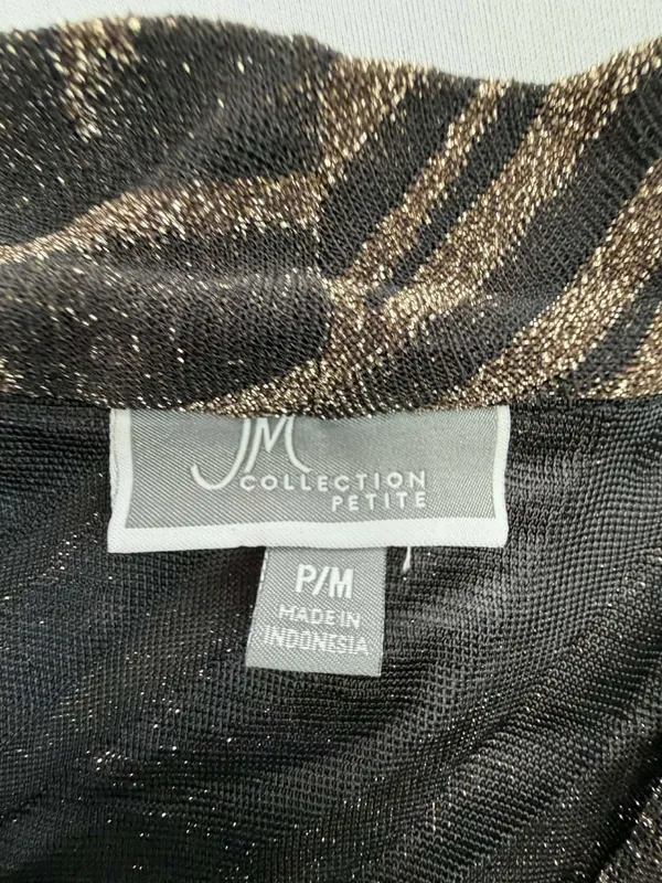 JM Collection Petite Women's Black & Gold Metallic Zebra Print 2-Piece - Image 3