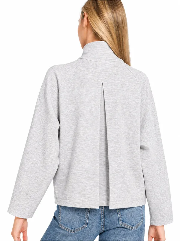 ZENANA Premium scuba full zip jacket in Heather gray size large relaxed fit - Image 2