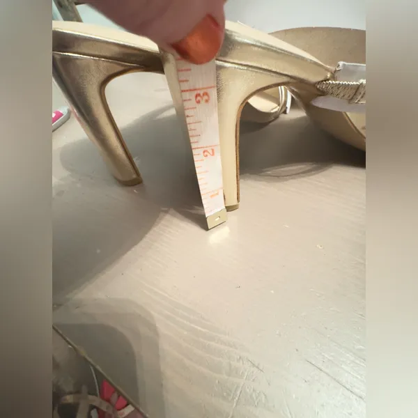 NWT THE DROP Women's Avery Square Toe Two Strap High Heeled Sandal Size 9 Gold - Image 9