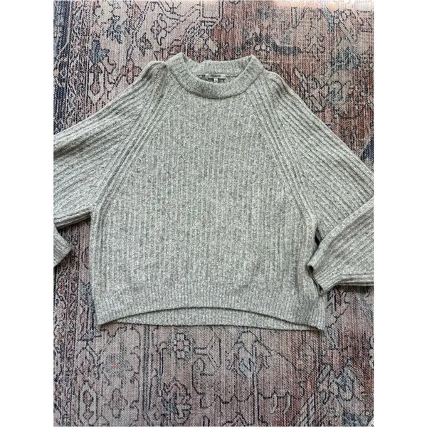 Madewell Ribbed Cotton-Blend Sweater Hthr Dusk Grey Marl Size Medium Heather - Image 9