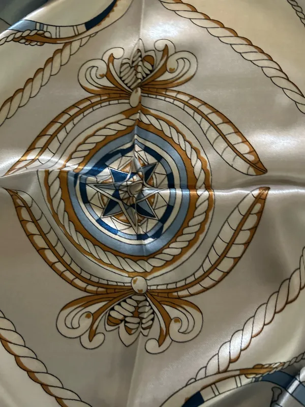 Vintage Square Sailing BOAT,WHEEL&Anchor 35/35 Oversized satin Silky SCARF - Image 17