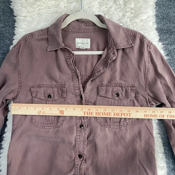 American Eagle Dust Rose Pink Purple Button Up Shirt Long Sleeve Collared - Image 5