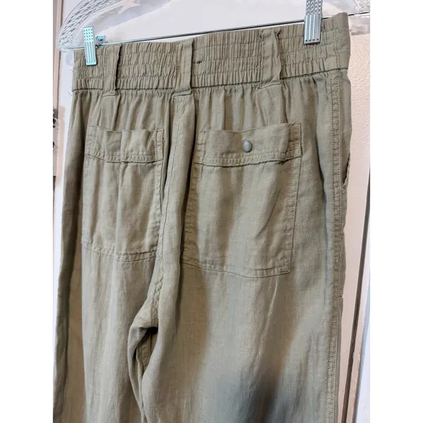 Tahari Womens Olive Green Linen Blend Utility Cargo Pants High Rise Size Medium - Image 5