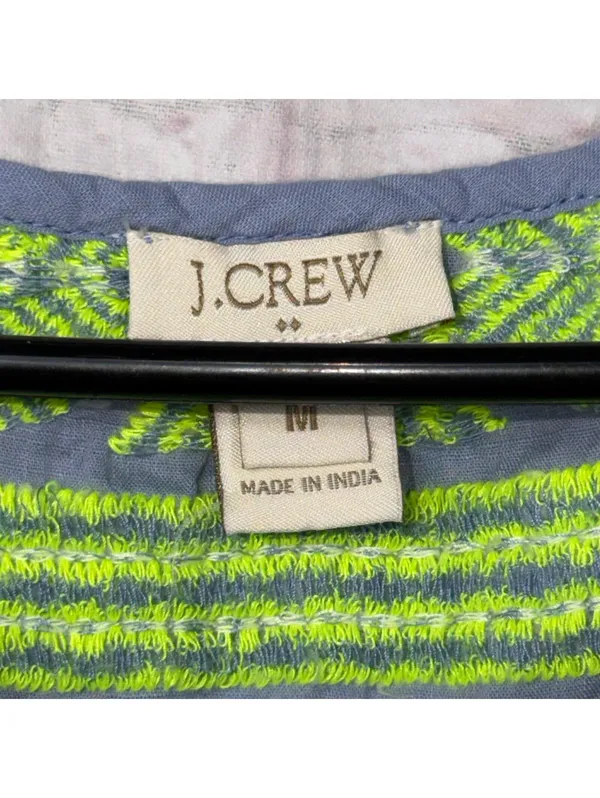 J.Crew Women's Chambray Blue Neon Embroidered Swim Cover-Up Tunic Size Medium - Image 6
