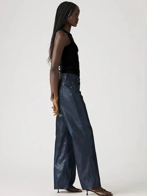 NWT Levi's Superlow Loose Jeans In Luminous Night Shiny SZ-30 - Image 5