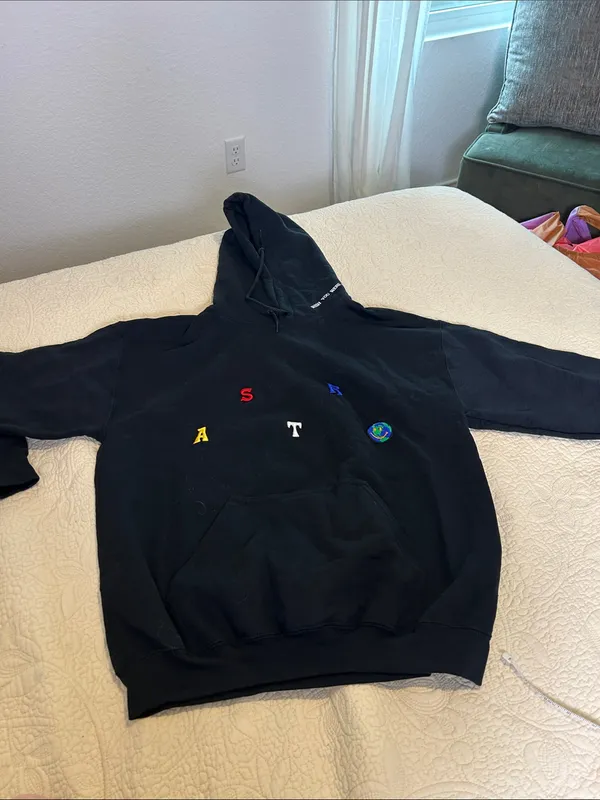 Astroworld Black Hoodie with Embroidered Letters - Image 2