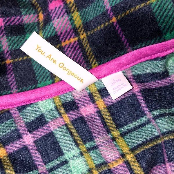 JOYSPUN soft plaid fleece style pajamas set size large with pockets - Image 3