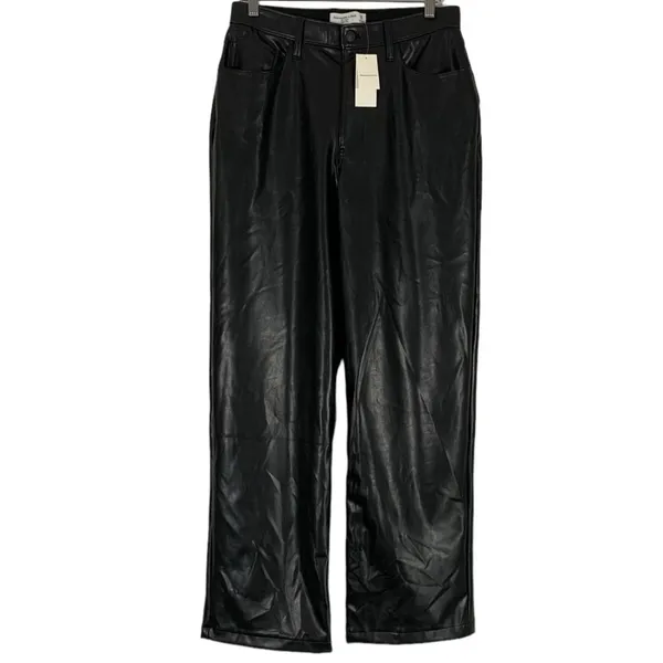 NEW Abercrombie & Fitch The Loose High Waist Faux Leather Pants Size 30 - Image 2
