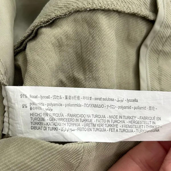 Zara High Rise Pleated Front Wide Leg Lyocell Light Sage Green Trouser Pants M - Image 5