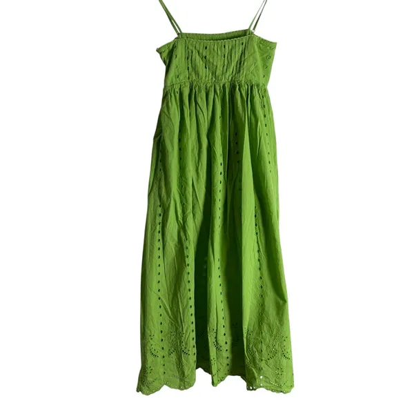 Slate & Willow Green Eyelet Sleeveless Square Neck Empire Midi Dress Size XS - Image 10