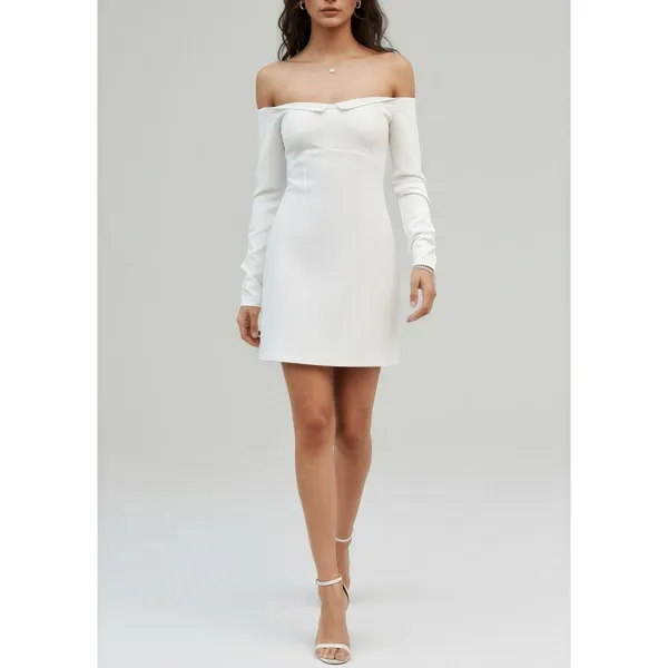 BHLDN Gianna Off The Shoulder Mini Dress, Ivory, Small - Image 4
