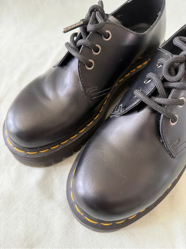 Dr. Martens 1461 SMOOTH LEATHER PLATFORM Black Smoothh SHOES Size 8M or 9W - Image 10