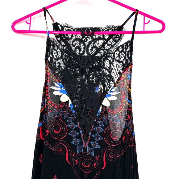 Intimately Free by Free‎ People size XS tank top with lace neck & trim black - Image 3