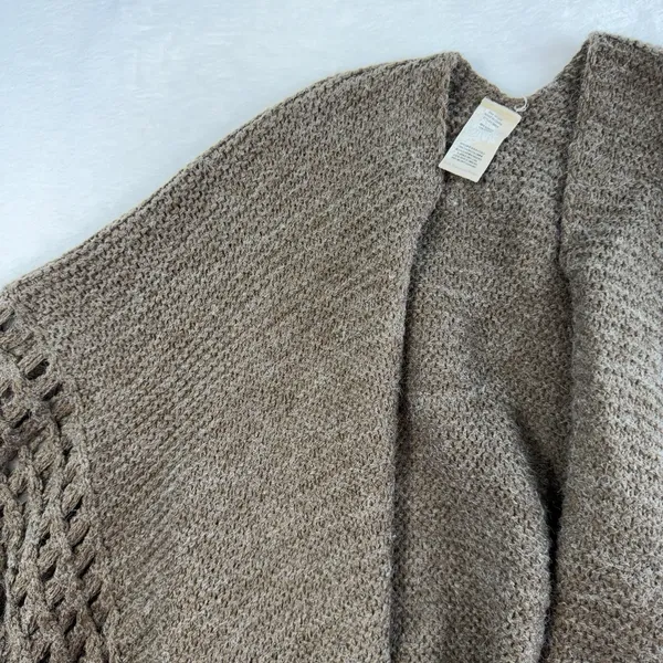 Soft‎ Surroundings OS Sweater Cardigan Knit Shawl Wrap Poncho Boho Brown Cozy - Image 4