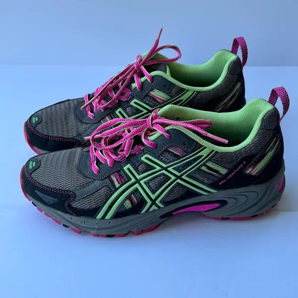ASICS Gel Venture 5 Trail Running Shoes Women’s Size 9 Gray Pink Green - Image 3