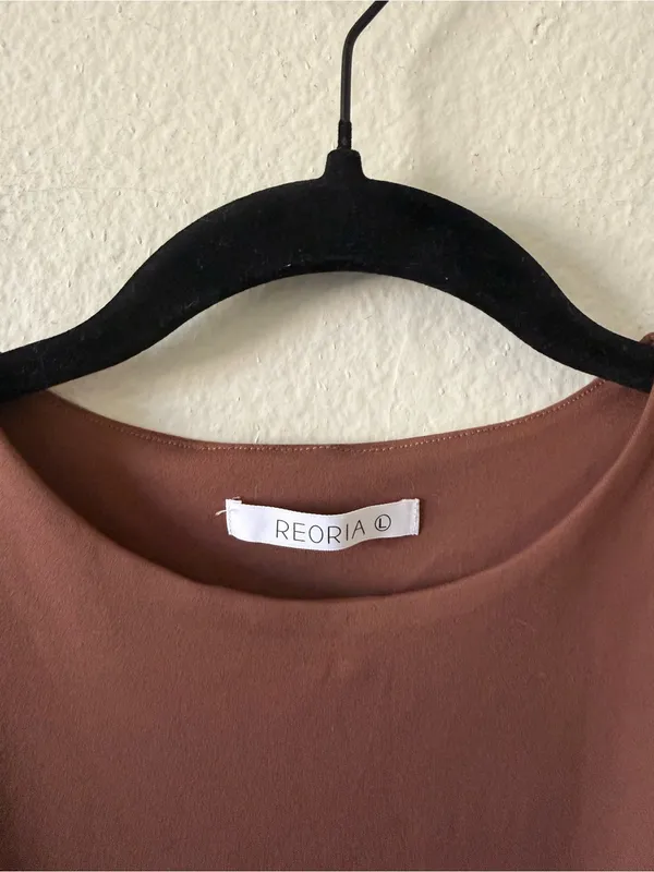 Reoria Sleeveless Racer Back Halter Neck Bodysuit Size L Brown Layer Fall Basic Size L - Image 3