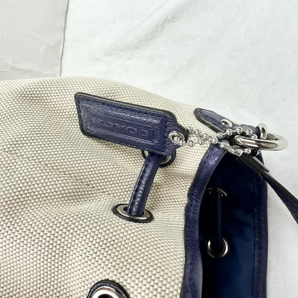 Coach Avery Canvas Drawstring Bucket Bag Navy Cream F28913 - Image 9
