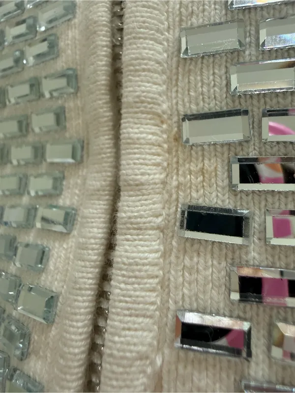 Retrofête NEW Avanya Knit Mirror Crystal Sequin Embellished White Mini Dress S - Image 9