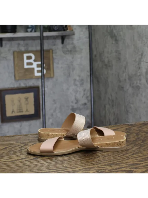 NEW Sun + Stone Two-Strap Easten Slide Sandals 10008571000 Metallic Brown 6.5M - Image 7