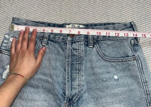 Free People Faded Blue Medium Wash Distressed Long Denim Cut Off Shorts Sz 24 - Image 5