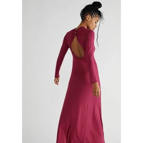 Free People Beach Night Out‎ Maxi Dress NWT Small Wine Red - Image 3