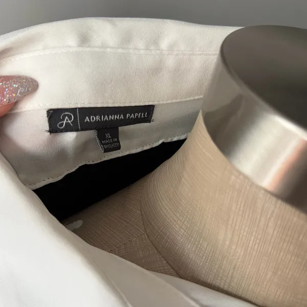 Adrianna Papell Layered Look Sweater Blouse Combo Green & White Size XL - Image 6