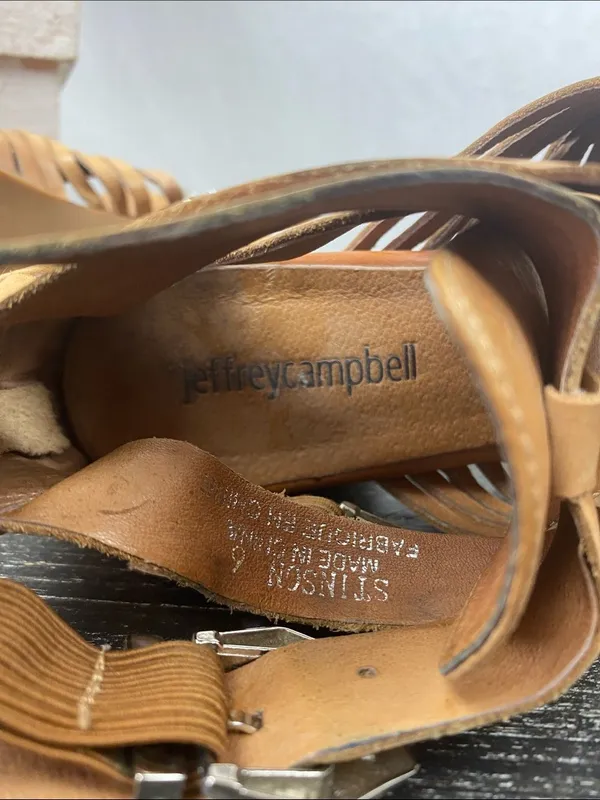 Jeffrey Campbell Brown Tan Leather Strappy Fisherman Sandals 6 - Image 6