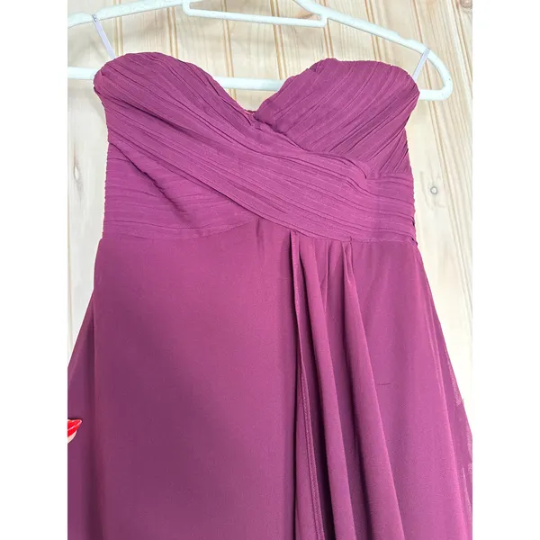 NWT Lulus Splendid Aura Plum Purple Chiffon Pleated Strapless Maxi Dress Size S - Image 6