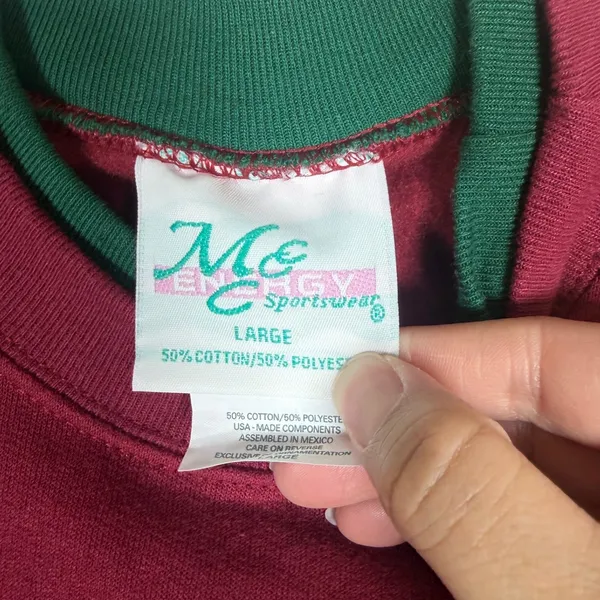 Vintage MC Energy Sportswear Grandma Teddy Bear Sweatshirt Burgundy Large - Image 4