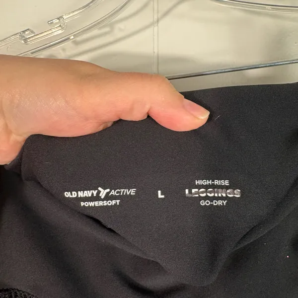 Old Navy Powersoft Go-Dry High Rise Leggings Jogger Pants Black L Pockets Gym - Image 3