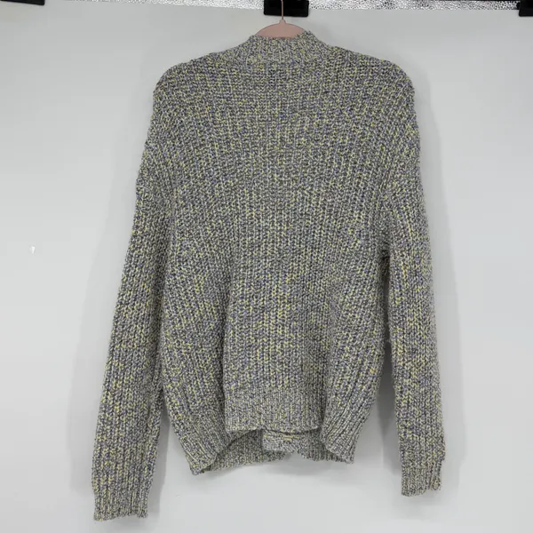 Stitches‎ + Stripes Womens Chunky Knit Cardigan Sweater Blue Yellow M Slouchy - Image 2